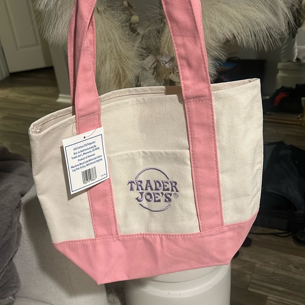 Trader Joe’s mini pink canvas tote